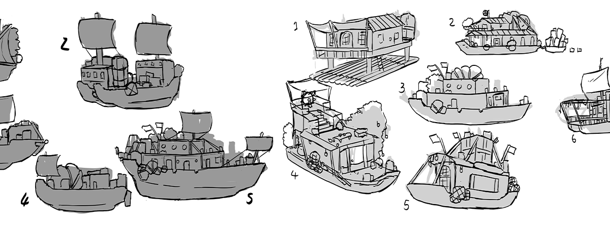 Merchant ship concept sketches