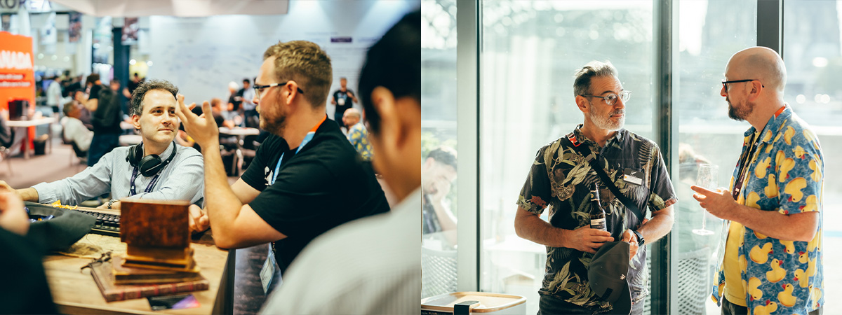 Left: Ben at the booth. Right: Tep at the NZTE Networking Mixer.