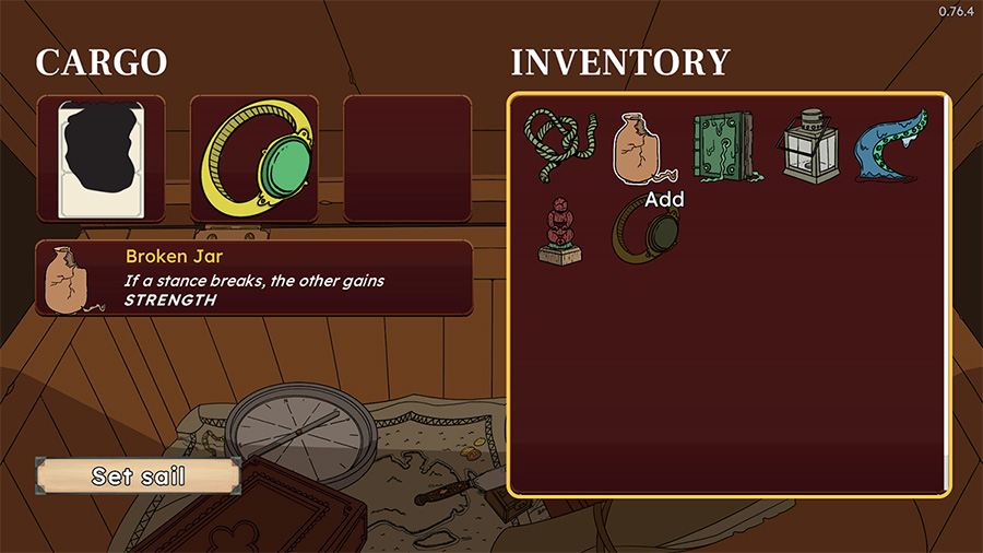 Cargo and loadout selection screen