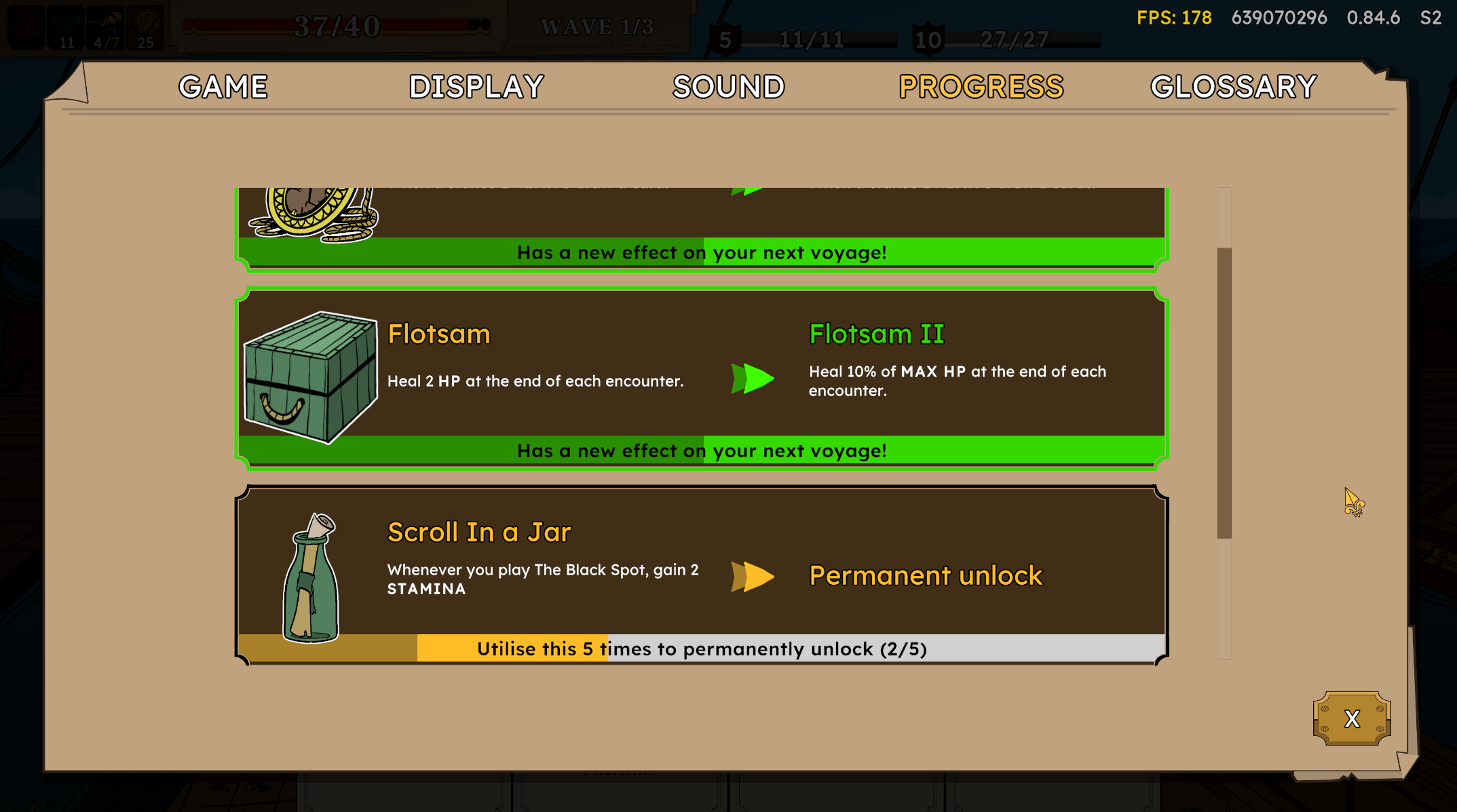 Artefact upgrading screenshot