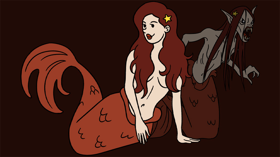 New mermaid enemy character art by Nik Scarr