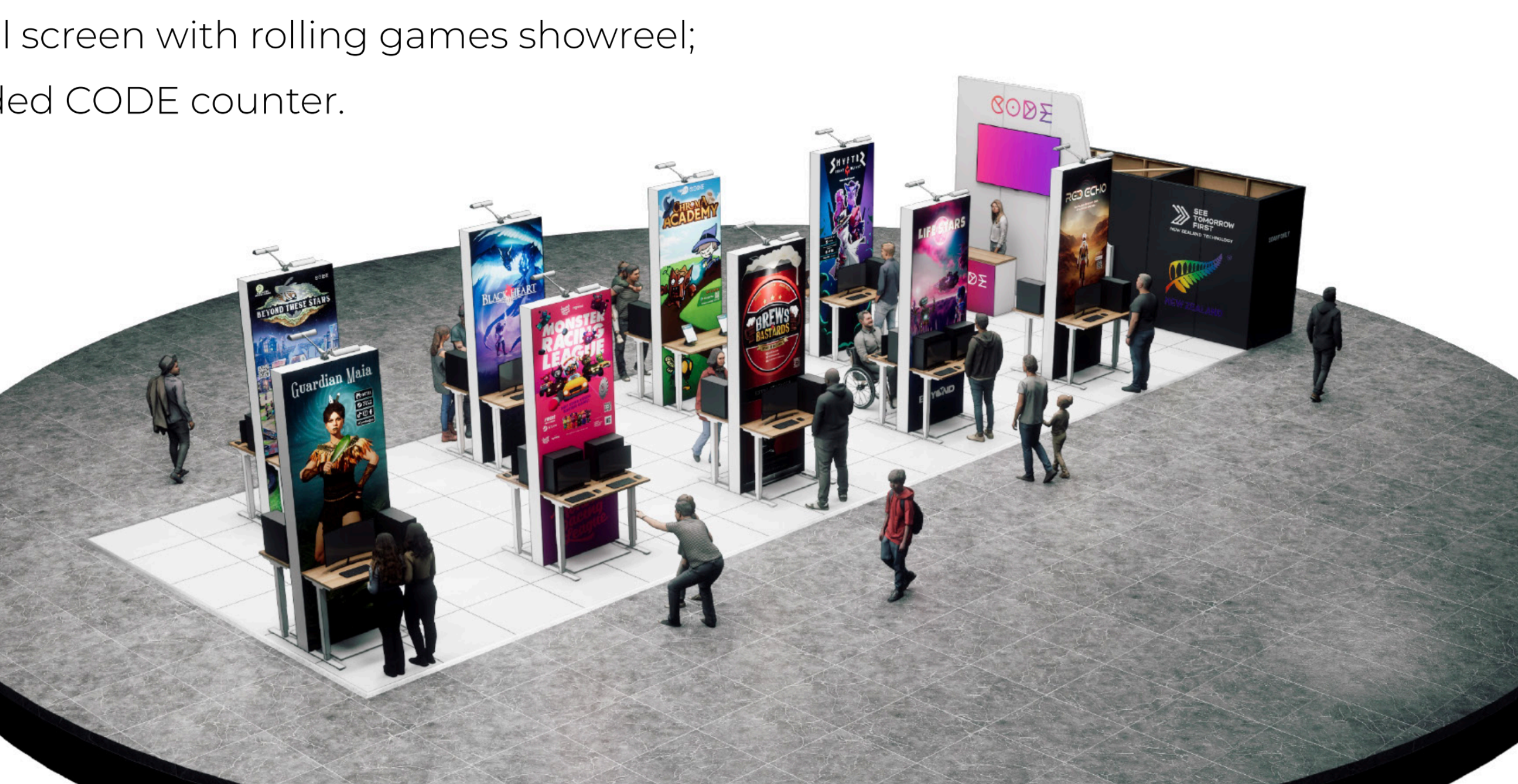 Concept for this year's CODE booth at PAX AU