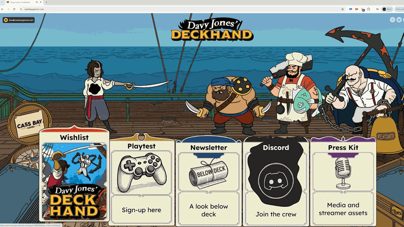 New Cass Bay Games website — touch the cards!