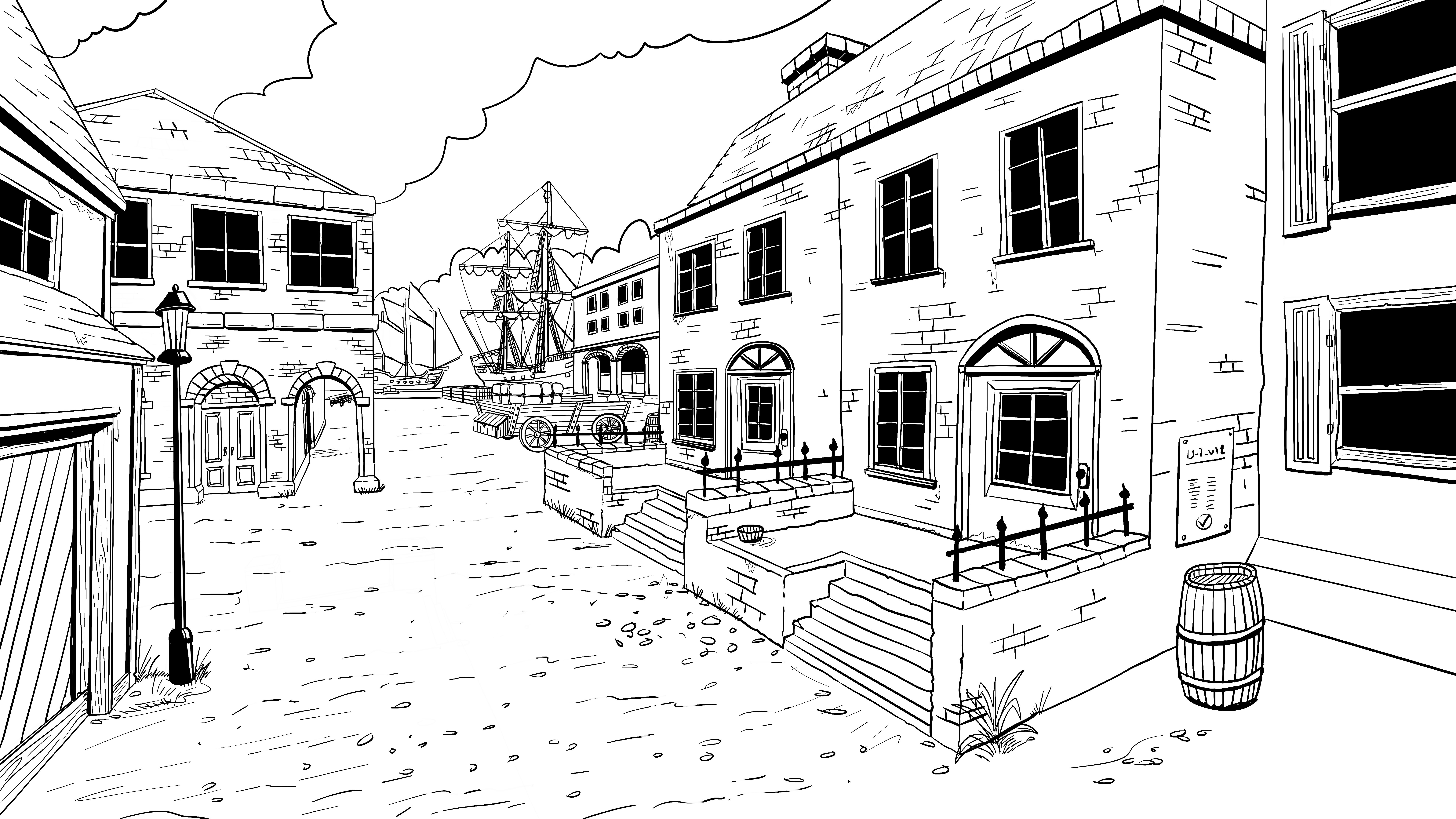 Environment concept sketch by Tepene Marsden
